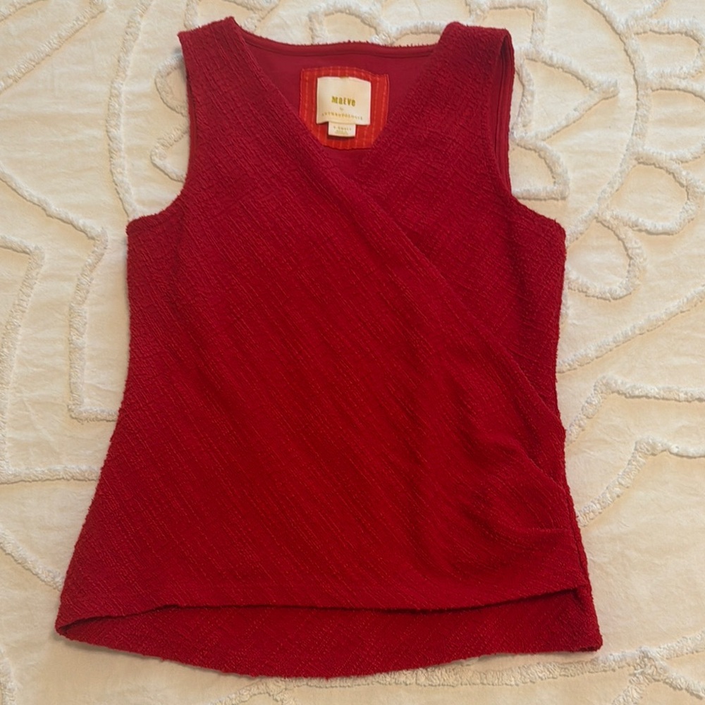 Maeve Vibrant Red Wrap Sleeveless Top